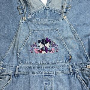 Disney Vintage Denim Overalls Mickey & Minnie Wide Leg Y2K Cottagecore 16W